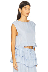 Boat Neck Ruffle Top