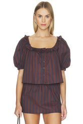 Puff Sleeve Button Up Top