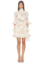 Pleated Sleeved Mini Dress