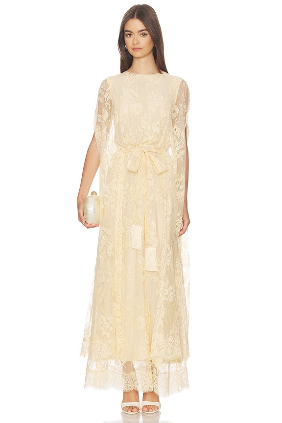 Valiant Lace Caped Maxi Dress