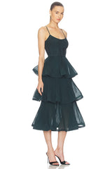 Pleated Tiered Midi Dress