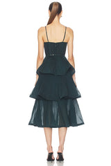 Pleated Tiered Midi Dress