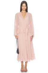 Pleated Lace Midi Dress