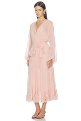 Pleated Lace Midi Dress