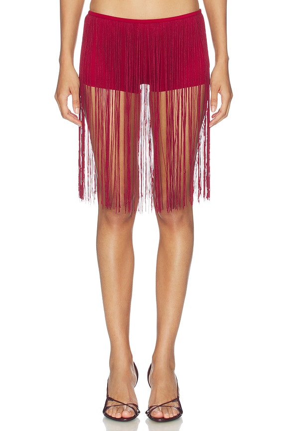 Long Fringe Hot Pants Red
