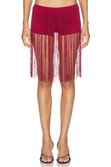 Long Fringe Hot Pants Red
