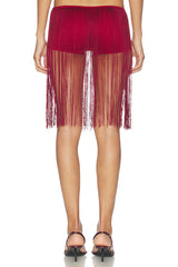 Long Fringe Hot Pants Red