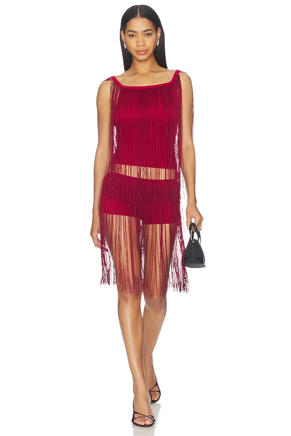 Long Fringe Hot Pants Red