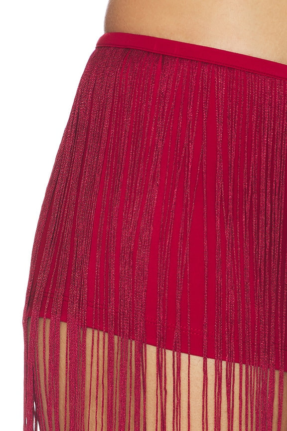 Long Fringe Hot Pants Red