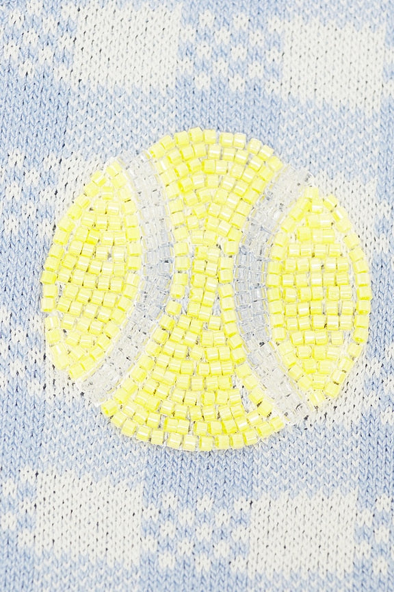 Volley Graphic &amp; Beaded Sweater Top