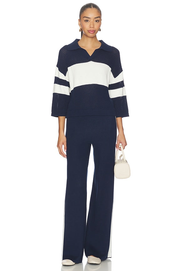 Merritt Drawstring Striped Wide Leg Pant