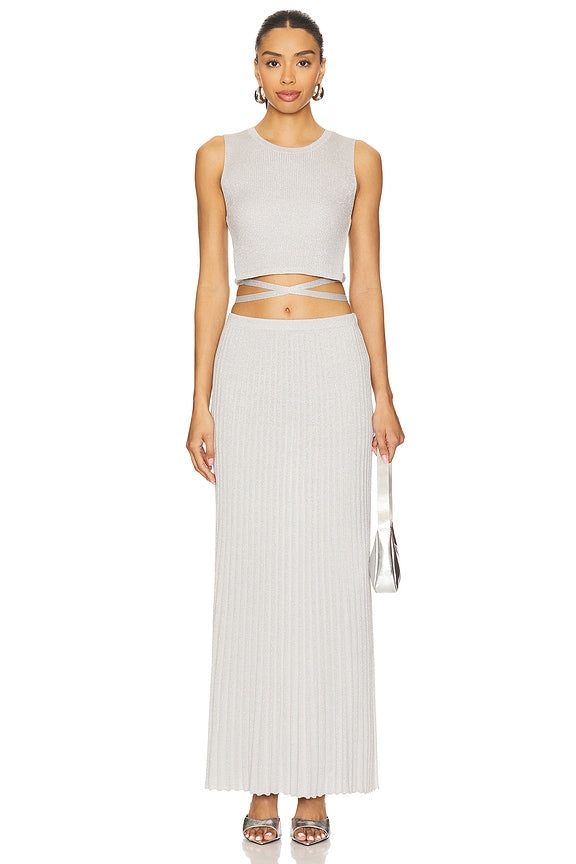 Spencer Lurex Pleated Maxi Skirt