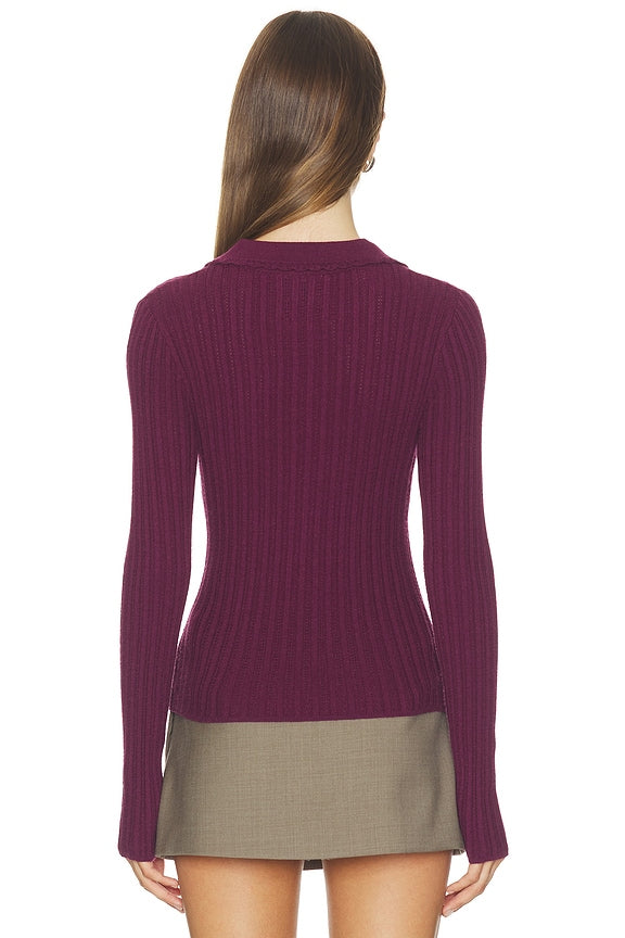 Tabitha Crochet Collar Long Sleeve Henley