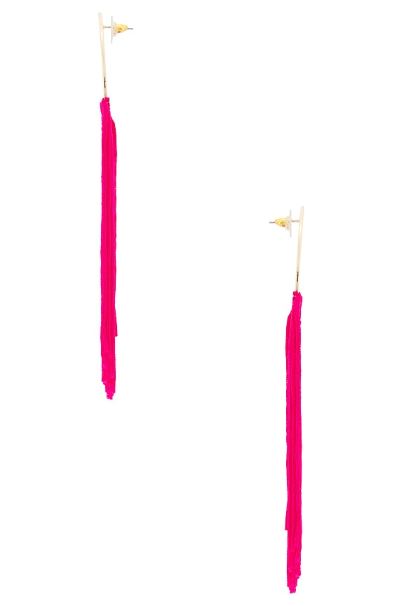 Round Top &amp; Flowing Fringe Tassel Statement Earrings