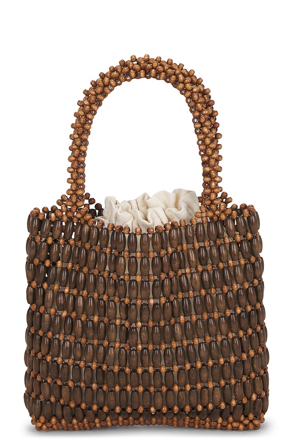Beaded Top Handle Tote Bag