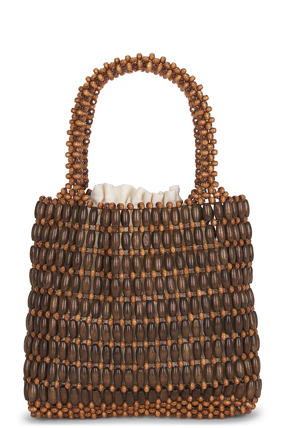 Beaded Top Handle Tote Bag