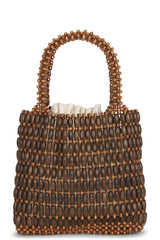 Beaded Top Handle Tote Bag