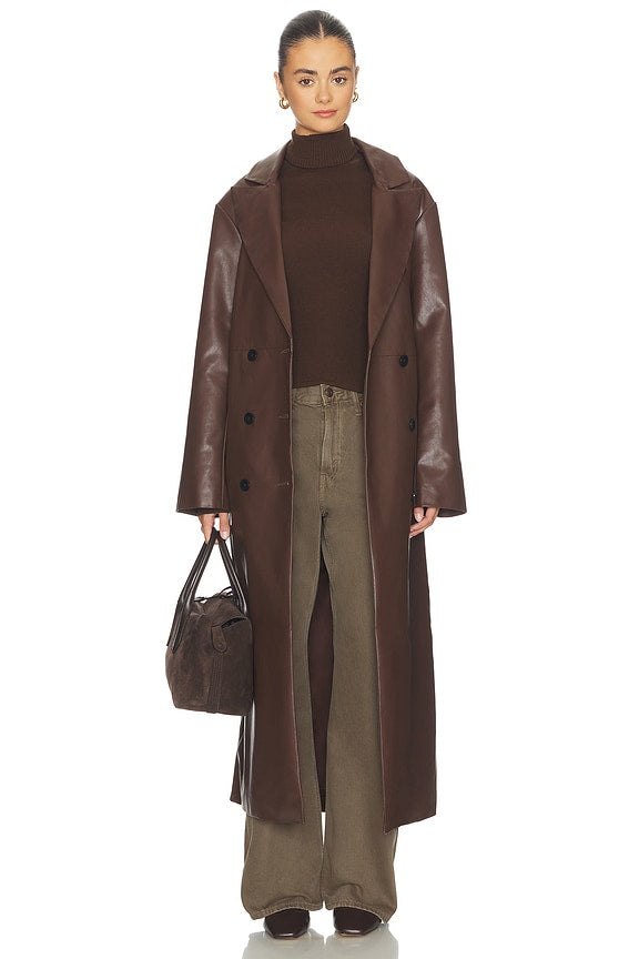 Carey Faux Leather Trench