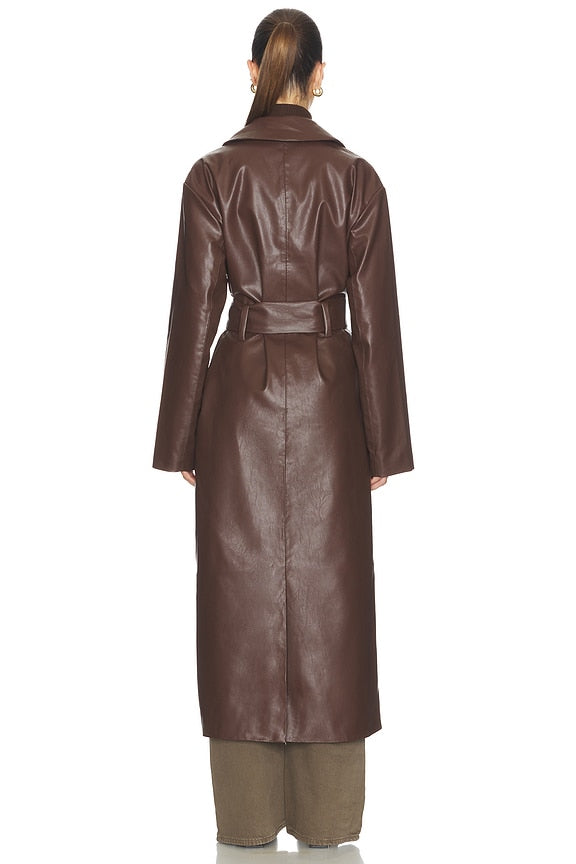 Carey Faux Leather Trench