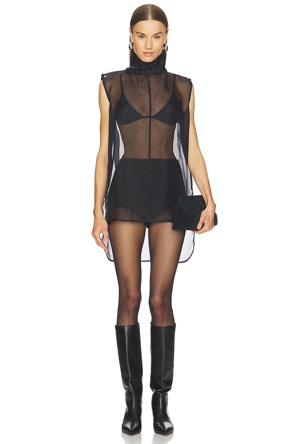 Silk Organza Roll Neck Top