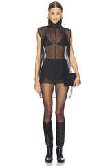 Silk Organza Roll Neck Top