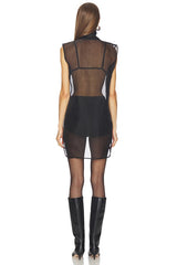 Silk Organza Roll Neck Top