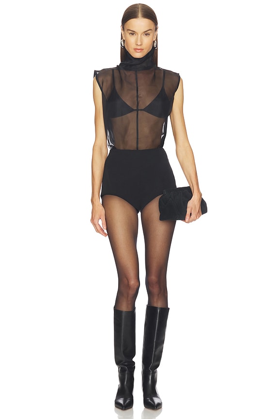 Silk Organza Roll Neck Top