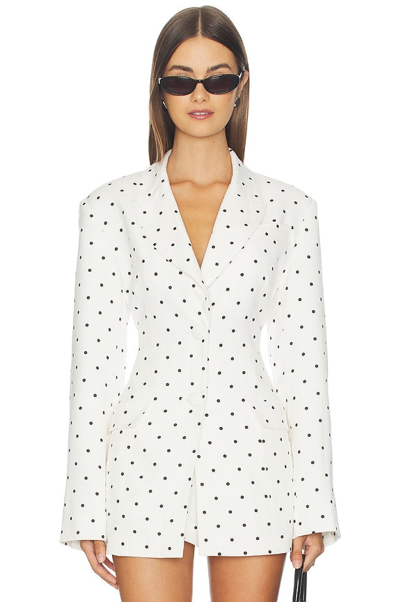 Edel Blazer in Blanc Pin Dot