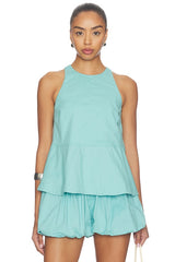 Carlos Poplin Peplum Top