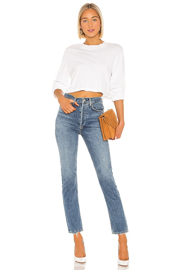 Riley High Rise Straight Crop Jeans