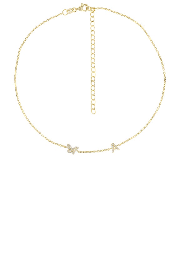 Pave Butterfly Initial Choker