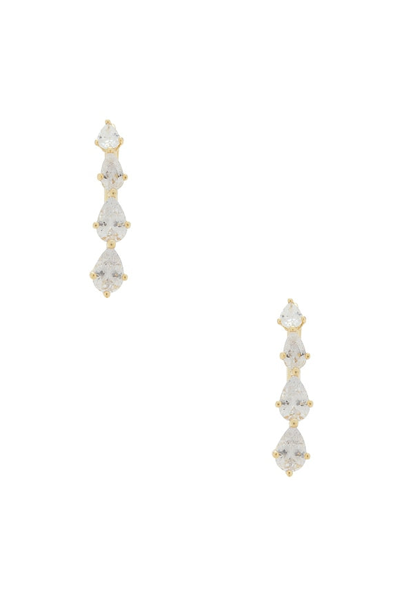 Teardrop Cz Cascade Huggie Earrings
