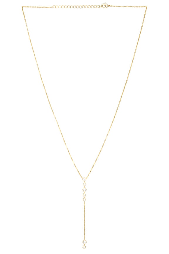 Multi Bezel Stone Drop Lariat Necklace