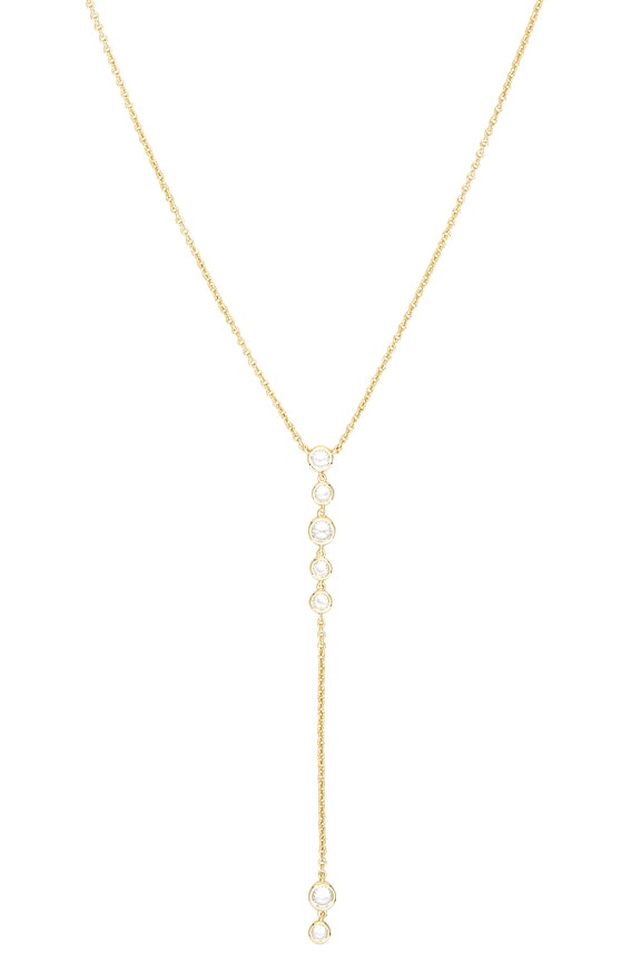 Multi Bezel Stone Drop Lariat Necklace