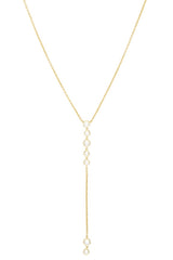 Multi Bezel Stone Drop Lariat Necklace