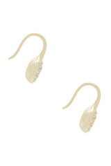 Cz Rounded Bezel Fish Hook Huggie Earring