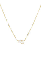 Cz Princess Cut X Baguette Pendant Necklace
