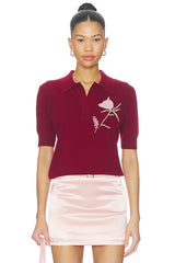 Ailey Cashmere Wool Blend Polo With Embroidery