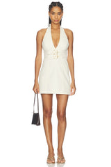 Solana Buckle Denim Halter Mini Dress