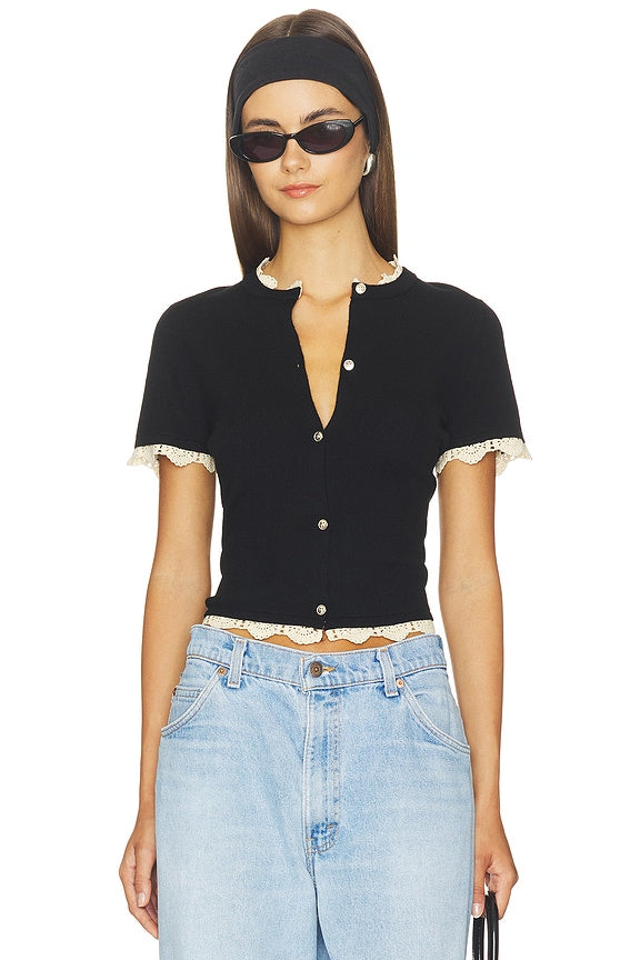 Ciara Shortsleeve Cardigan With Trim