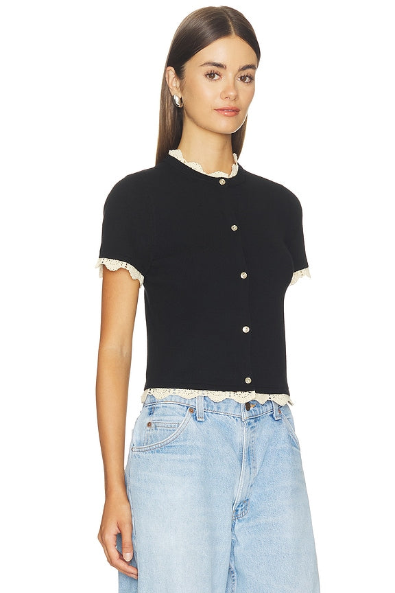 Ciara Shortsleeve Cardigan With Trim