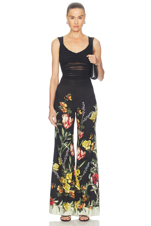 Renee Sheer Soft V Neck Ruched Tank Bodysuit