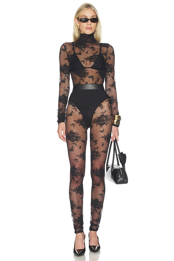 West Lace Bodysuit Crisscross Back Bodysuit
