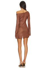 Maya Sleeve Mini Dress - Chocolate Sequin