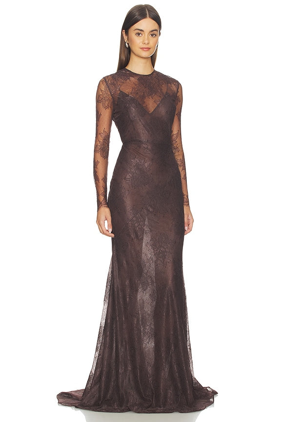 Long Sleeve Lace Gown