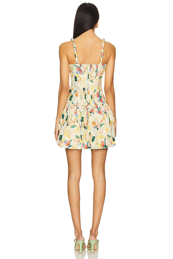 Keyla Dress in Yellow Green Floral