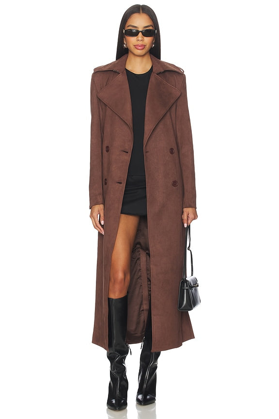 Kira Faux Suede Trench Coat