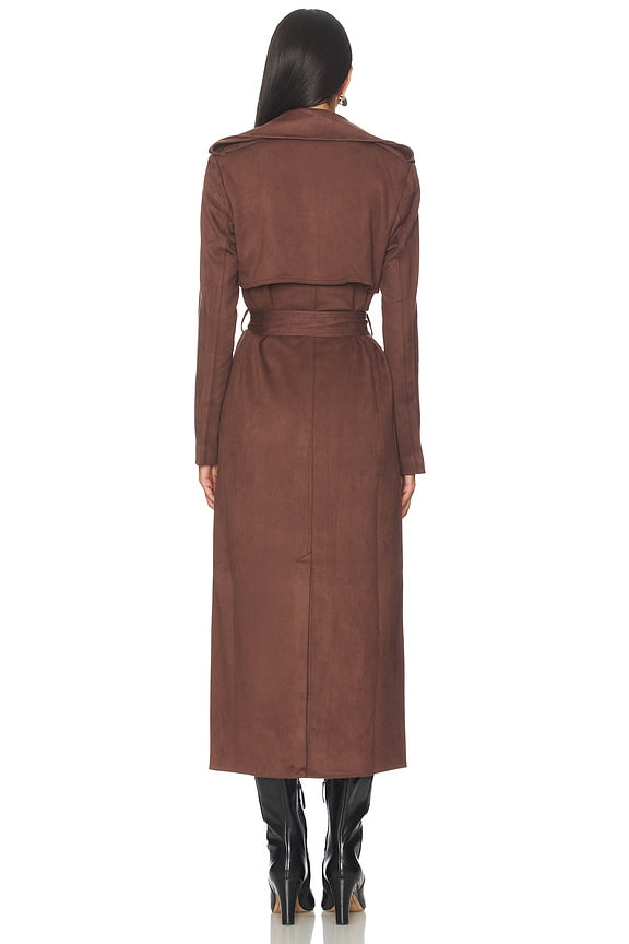 Kira Faux Suede Trench Coat