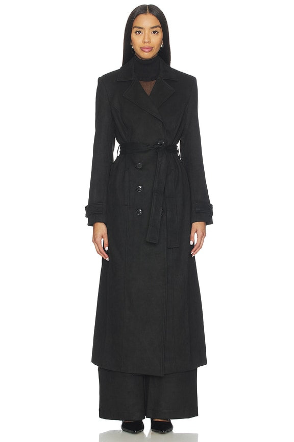 Faux Suede Longline Coat