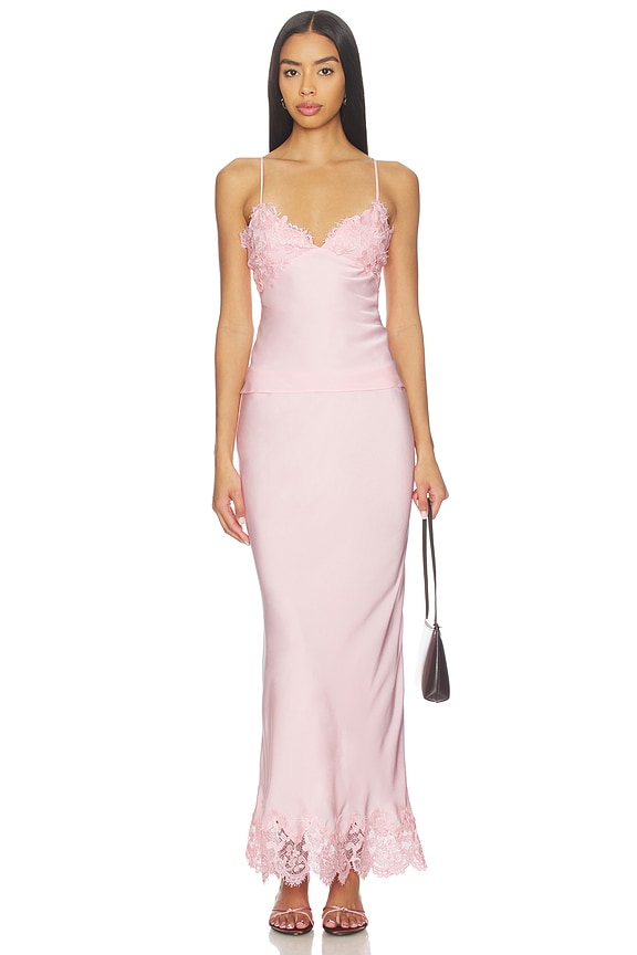 Elisan Lace Satin Midi Skirt
